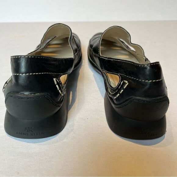 Anne Klein AK Black Slip On Sandal Loafers Round Toe Size 7M Flats - Picture 5 of 9